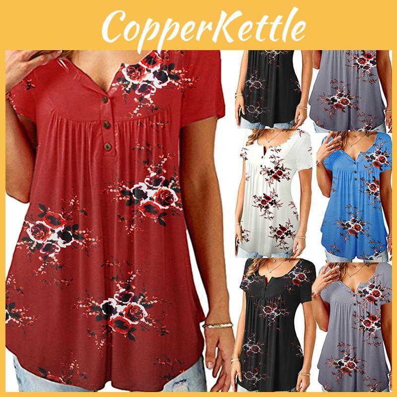 Элегантные женские футболки с коротким рукавом и цветочным принтом, удобного свободного кроя