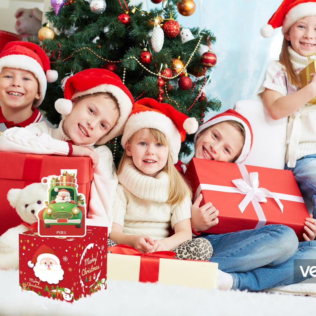 Claus Santa Red Pattern Paper Gift Box Holiday Christmas Prop Atmosphere