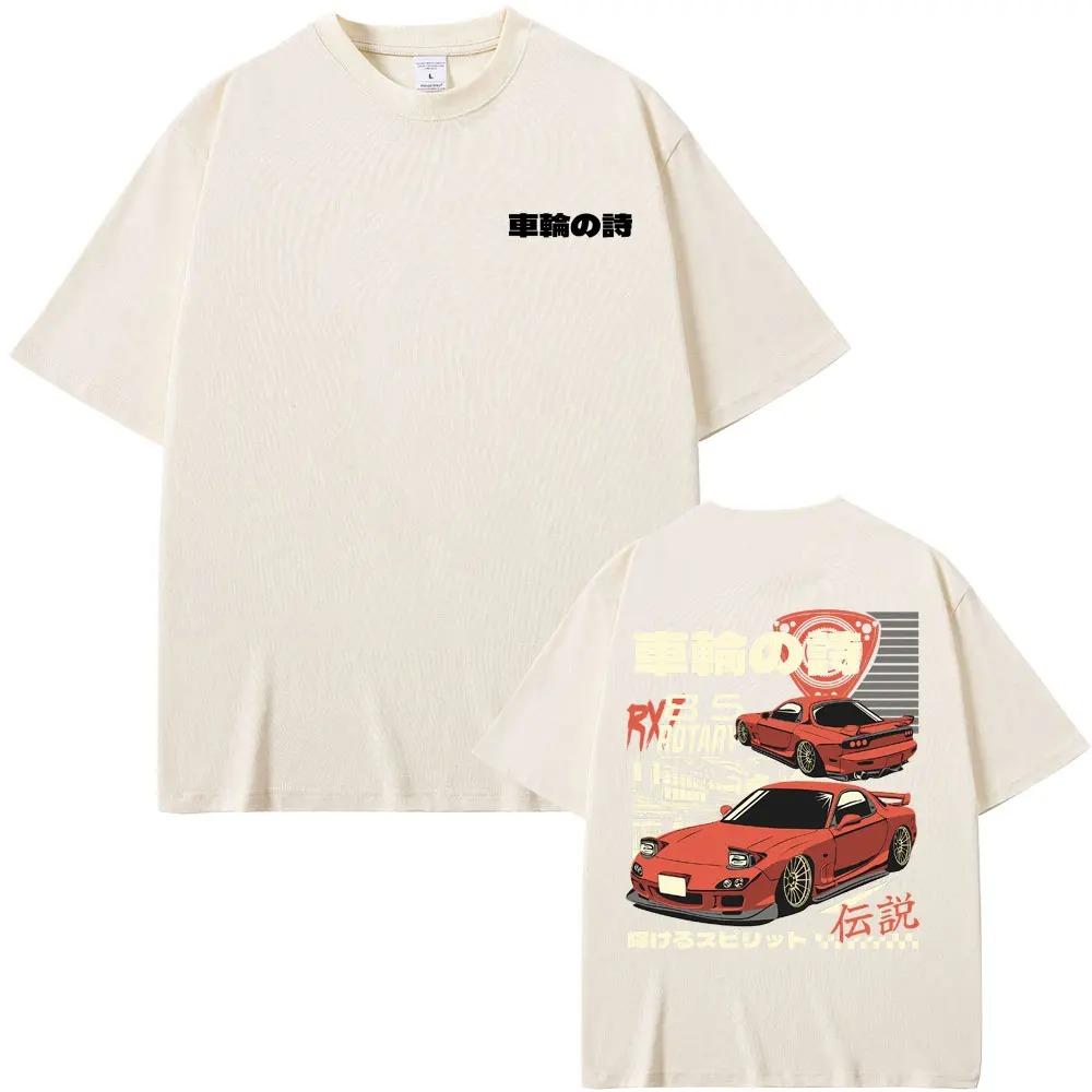 2024 Аниме Initial D Дрифт AE86 Двусторонняя Печать Футболка RX-7 R34 Skyline GTR JDM Мужская Винтажная Харадзюку Большие Футболки