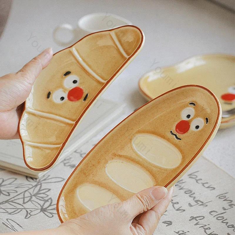 Креативные квадратные керамические тарелки, симпатичные тарелки для послеобеденного чая, закусок, десертов, домашних завтраков, фруктов, сэндвичей, уникальная посуда