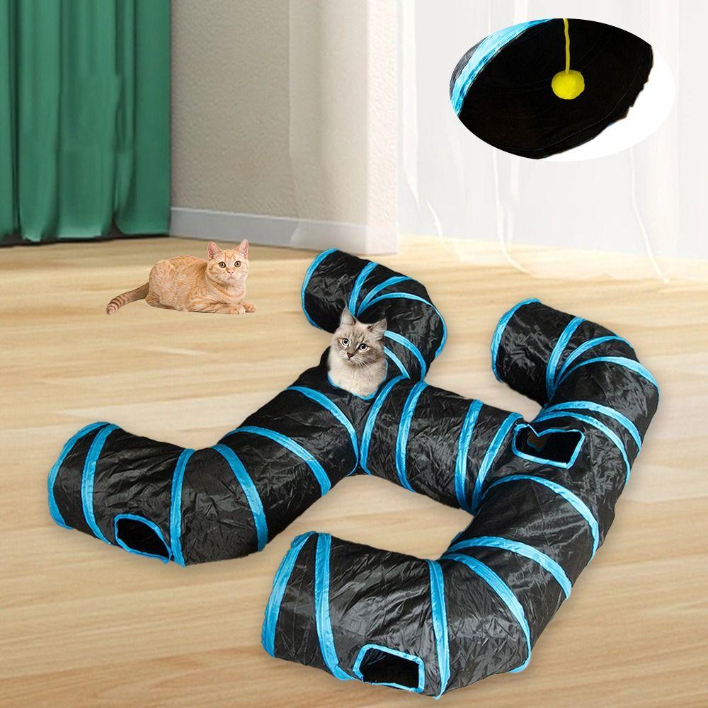 Polyester+Steel Wire Cat Tunnel Tube Foldable Cat Maze Tunnel Portable Pet Fun Play Toy Puppy
