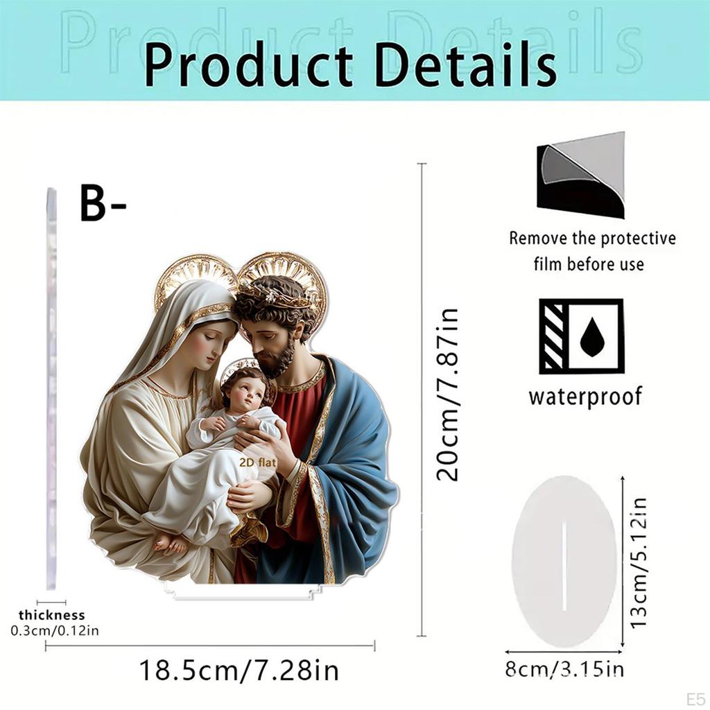 2D Acrylic Ornament Art with Base Tabletop Artwork Decoration Sign for Bookshelf Desk