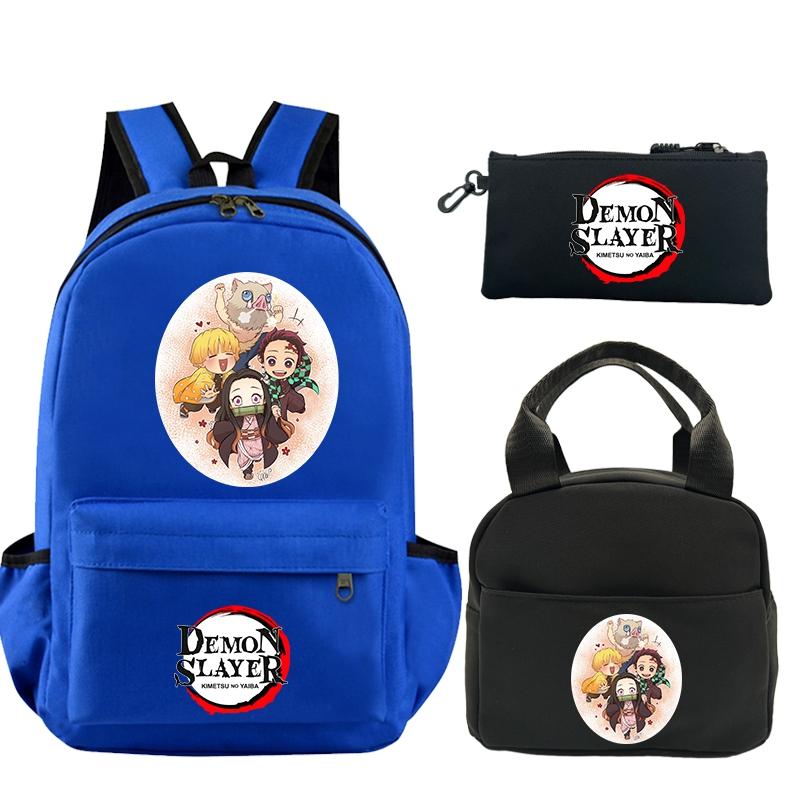 3 шт./компл. рюкзак «Убийца Демонов» с принтом, сумка для обеда, пенал для подростков, детский школьный рюкзак для девочек и мальчиков