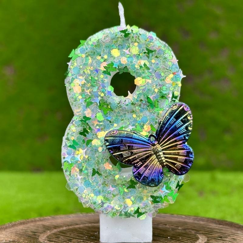 Креативная цифровая свеча на день рождения, украшение для торта, вечерние свечи на день рождения, бабочка