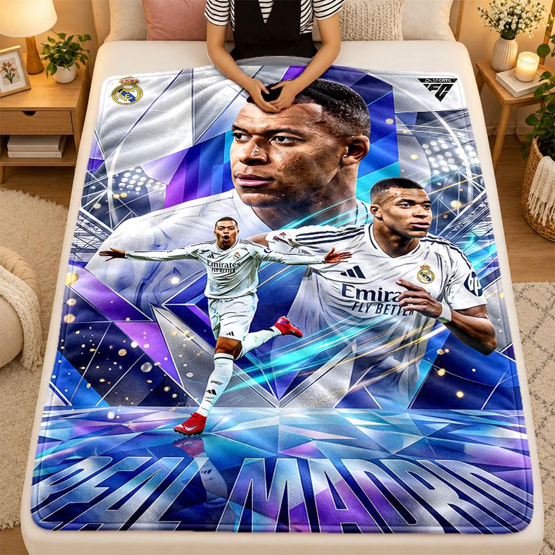 Flannel BlanketKylian Mbappe Warm Soft Throw Blanket for Indoor Sofa Bed Living Room Use