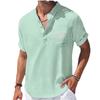 Summer Men's Cotton and Linen Shirts Short-Sleeved Shirt Henry Collar Casual Men's T-shirts Shirts Male Men Clothing
