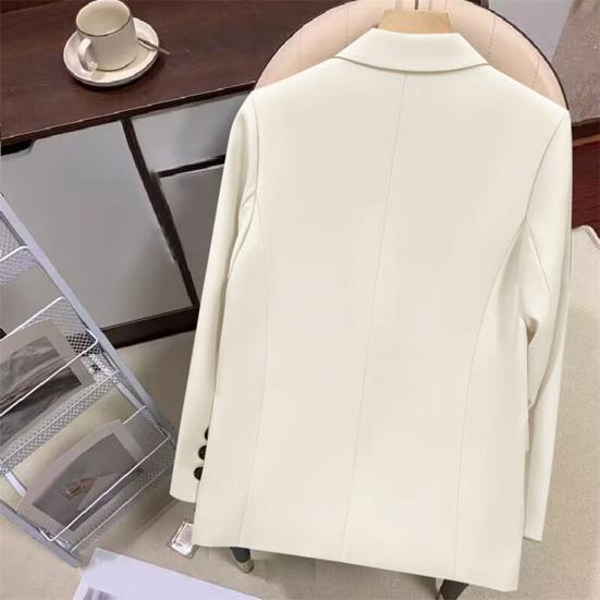 Женский повседневный пиджак с воротником-лацканом, осенний пиджак для офисной леди, винтажный свободный костюм для повседневной носки