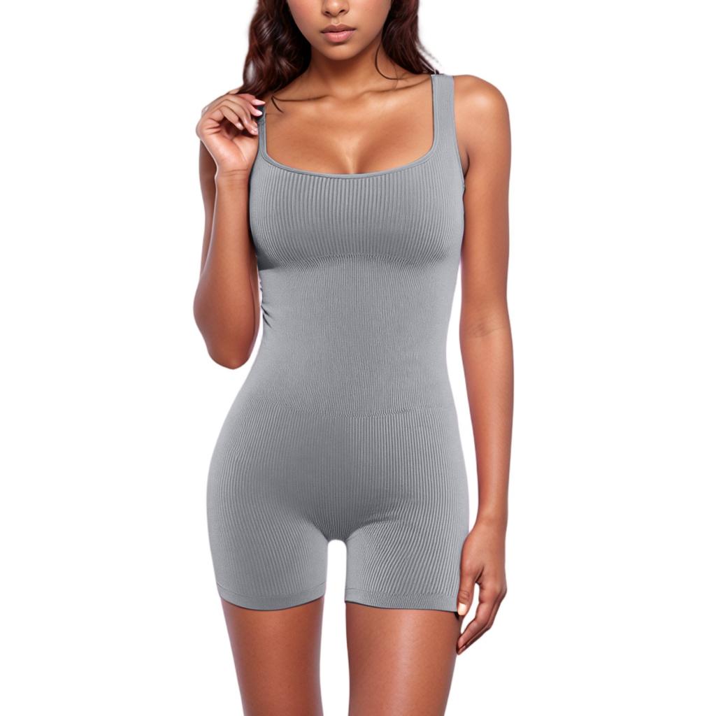 Женский комбинезон без рукавов с квадратным вырезом и подъемом бедер, облегающий сексуальный комбинезон с шортами