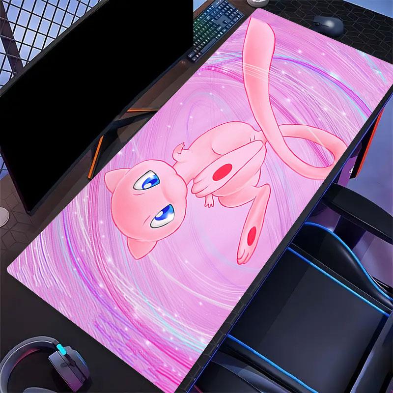 Mew Pokemon Mouse Pad, Large Gaming Desk Mat, Non-slip XXL Mousepad for Laptop & Tablet, Mini PC Playmat with Stitched Edges