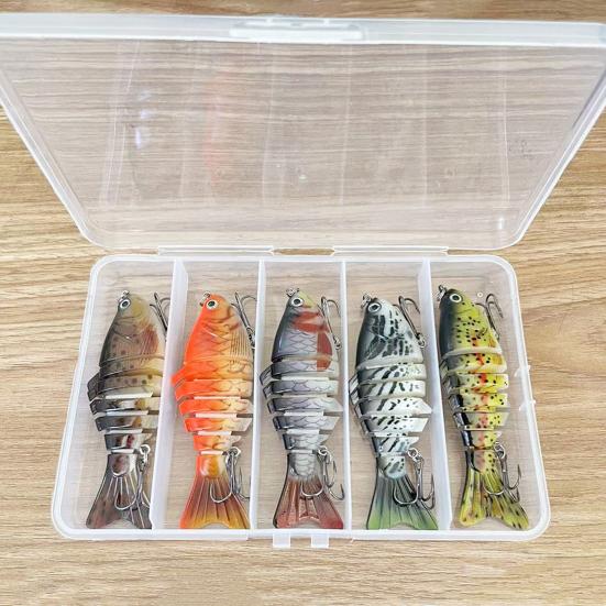 10CM/15.5G Multi-Jointed Fishing Lure with Hooks Realistic 7-Section Swimbait Bionic Hard Artificial Bait Freshwater Saltwater Fishing Accessories