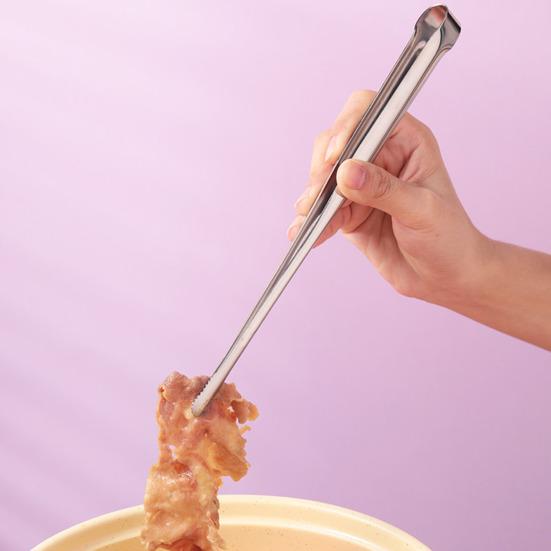 Зажим для еды, зубчатый, утолщенный, пищевой, с длинной ручкой, полированный зажим для еды, многофункциональный домашний бар, щипцы для кубиков льда для кухни