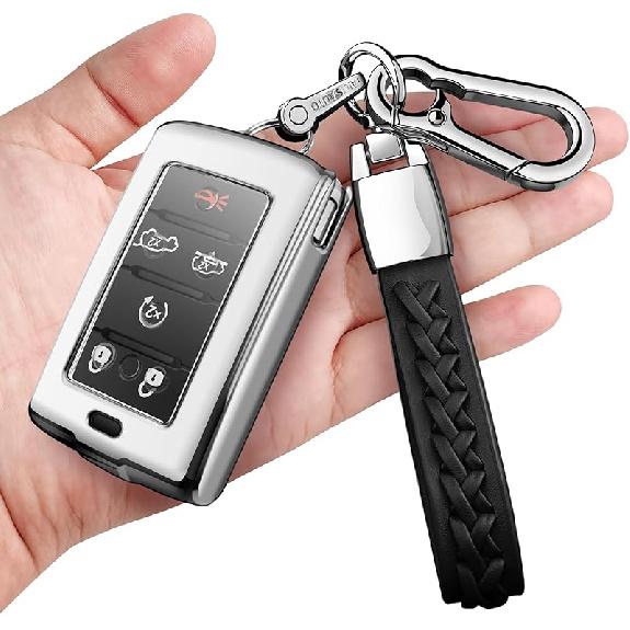 Autophone Compatible With Jeep Key Fob Cover With Keychain Fit For -2025 Grand Cherokee L Grand Wagoneer L Wagoneer Grand Cherokee L 5-6 Buttons