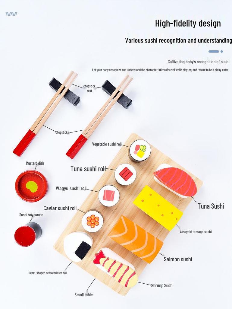 Деревянный игровой набор бенто для суши и десертов для детей: Детский игровой набор «Имитация японской еды», кухонная игрушка