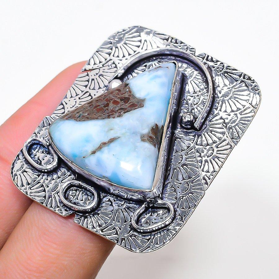 Подарочное кольцо из стерлингового серебра 925 пробы с драгоценным камнем Natural Republic Ларимар, размер 10 W8g81