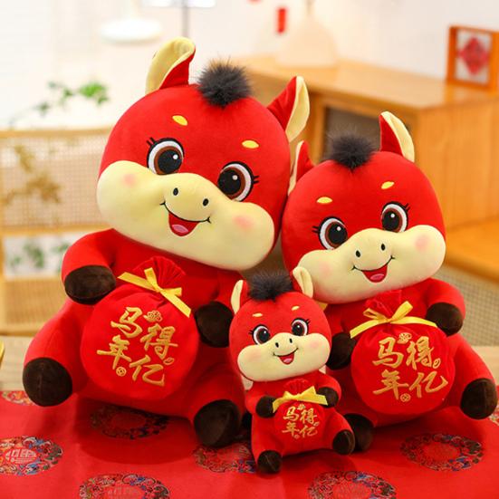 2026 Год Лошади Мягкая Игрушка Плюшевая Кукла Китайский Новый Год Зодиак Лошадь Игрушка Благоприятный Подарок на Удачу Благословения