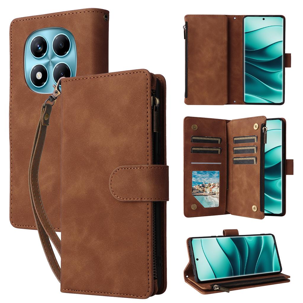 Для Xiaomi Redmi Note 14 Pro 4G Чехол Кошелек на молнии Множество слотов для карт Кожаный чехол для телефона