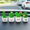 4Pcs/Set Mini Potted Cactus Ornament Cartoon Expression LOVE Shape Cactus Planter Pot Statue Figurine Home Office Desk Decoration