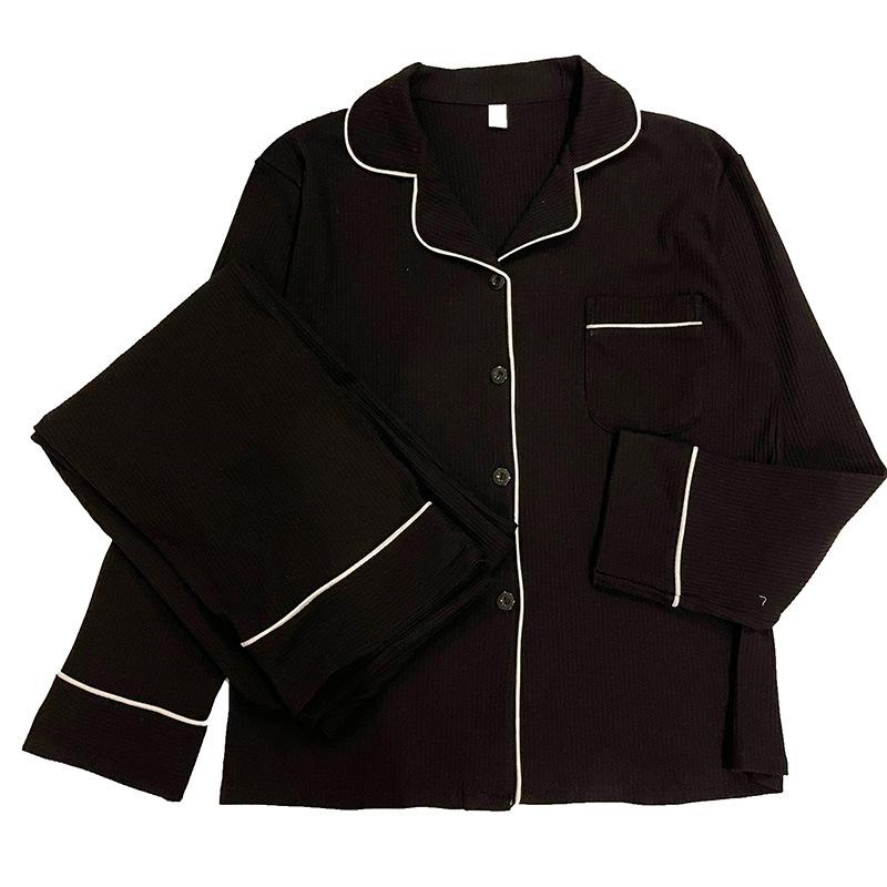 Женские милые пижамные комплекты осень-зима пижамы женские топы с длинным рукавом брюки 2 шт. однотонные комплекты нижнего белья домашняя одежда ночная одежда