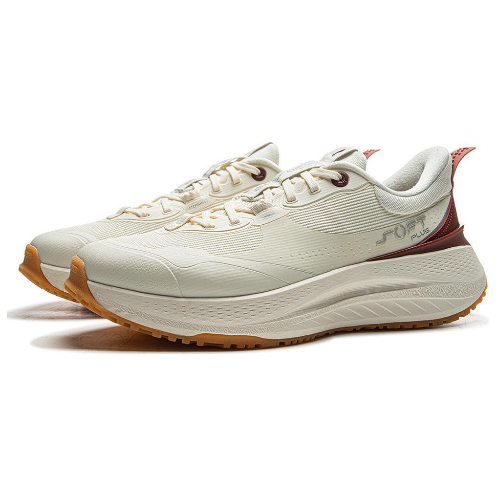 Li Ning SOFT PLUS Амортизация Нескользящие Износостойкие Легкие Низкие Повседневные Кроссовки Мужские Бежевый Белый Красный AGLV003-1