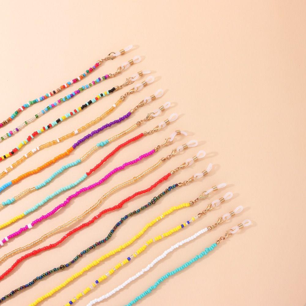 Цепочки для солнцезащитных очков в стиле бохо, металлическая цепочка, шнурок для очков, разноцветные бусины, цепочка для очков для женщин