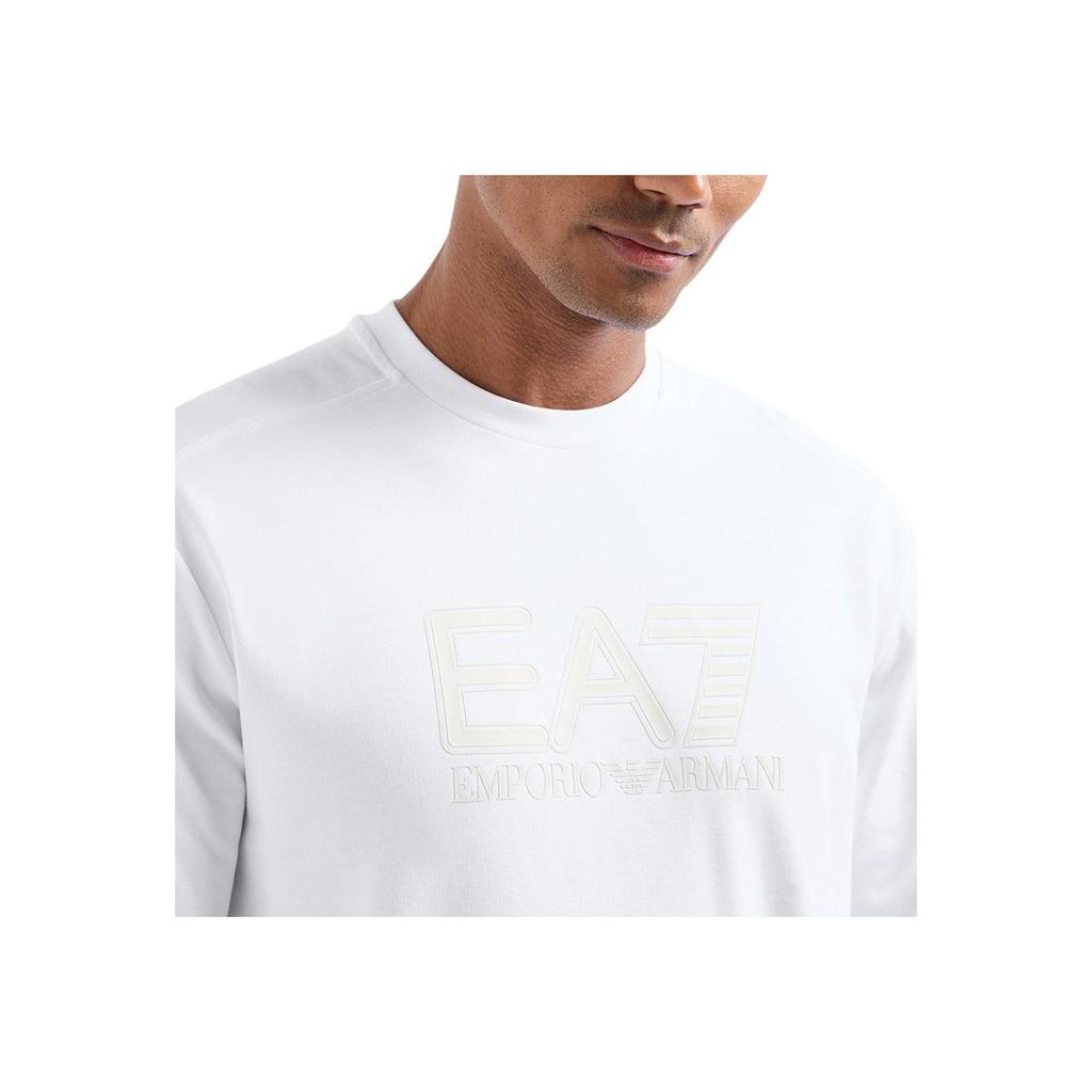 Emporio Armani EA7 Осень/Зима 24 Свитшот с принтом логотипа из букв и цифр, с круглым вырезом, с длинным рукавом, мужской свитшот Белый 6DPM60-PJVRZ-1100