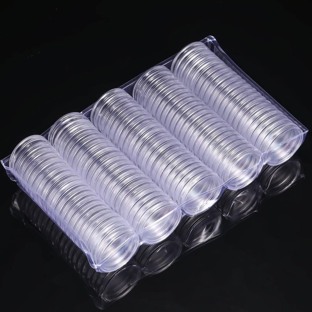 100 Pieces 18mm Coin Holder Capsules, Airtight Circular Clear Plastic Coin Containers, Secure Coin Storage for Collectibles, Commemorative Coins