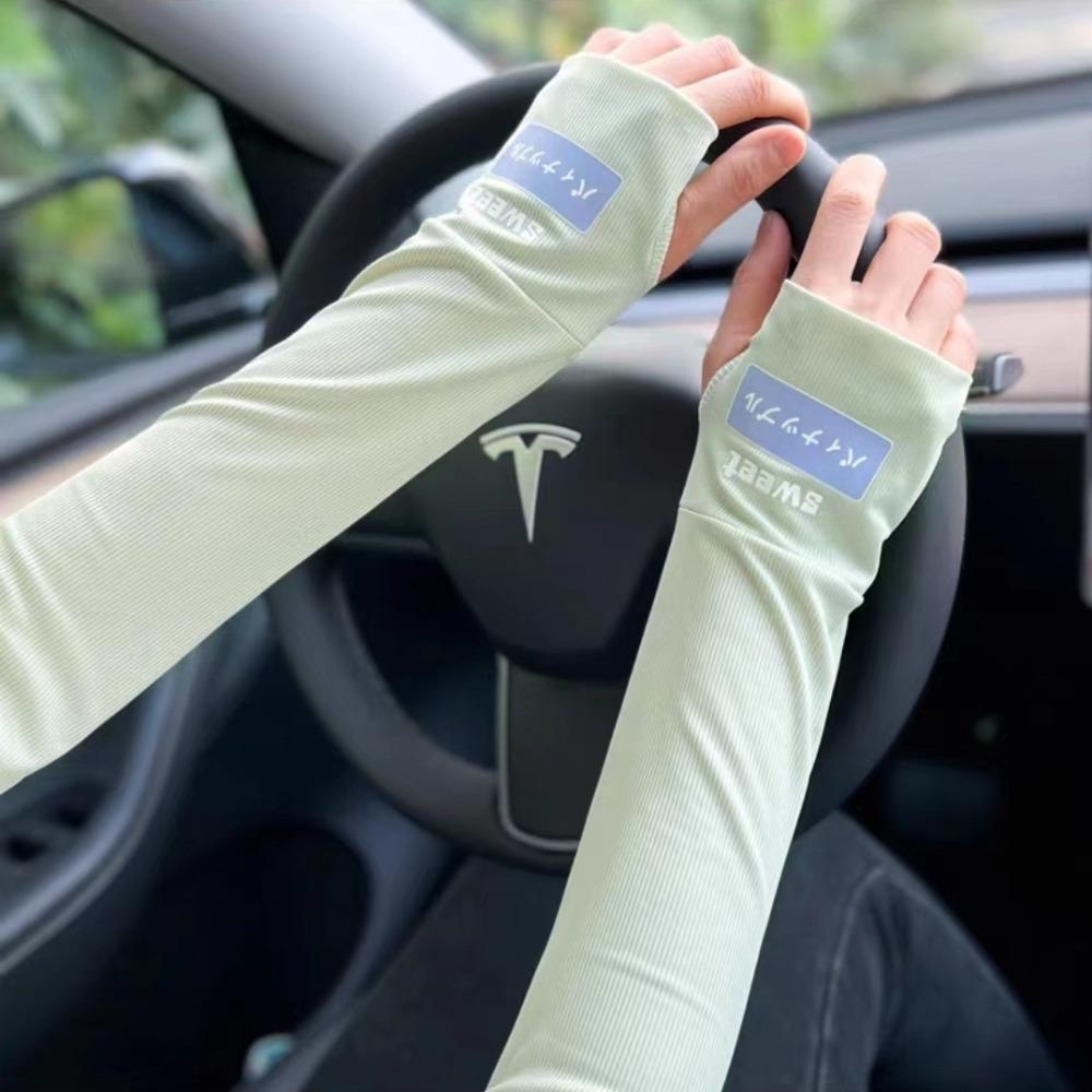 Ice Silk Arm Sleeves Thin Long Gloves New Half Finger Sleeves  Female Male