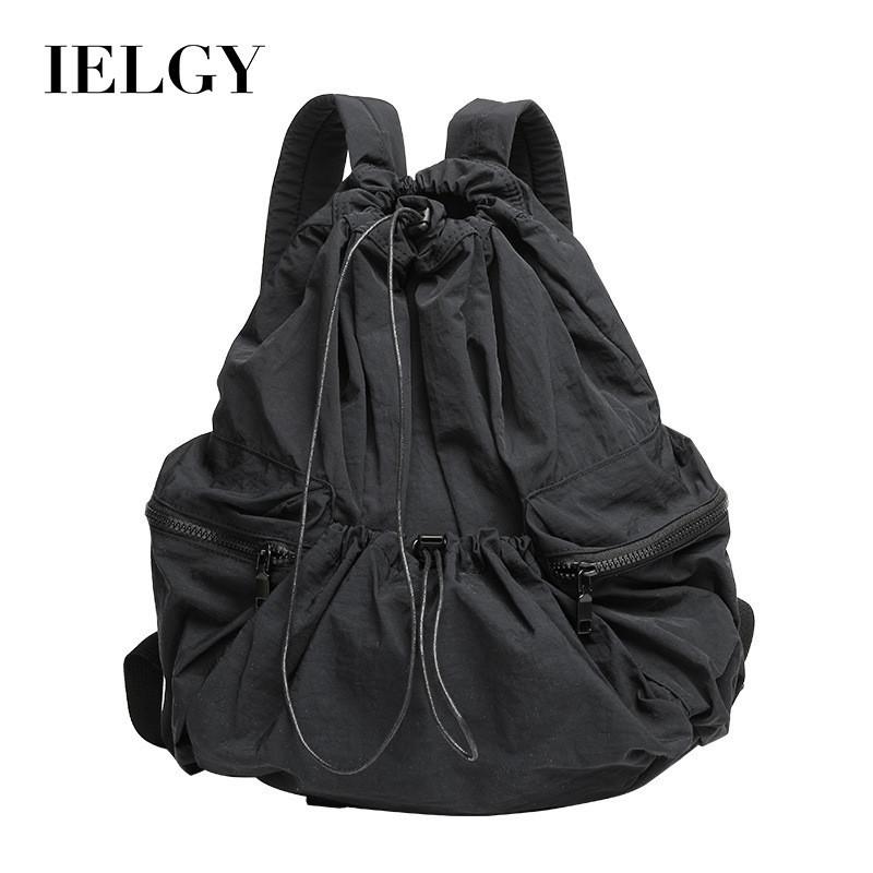 IELGY Korean Version of Casual Literary Drawstring Oxford Cloth Backpack, Fashionable Nylon Backpack