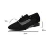 Women's Black Leather Sandals Summer Mesh Hollow Lace-up Low-heeled Thick-heeled Pointed Mother Single Shoes Sandals Women