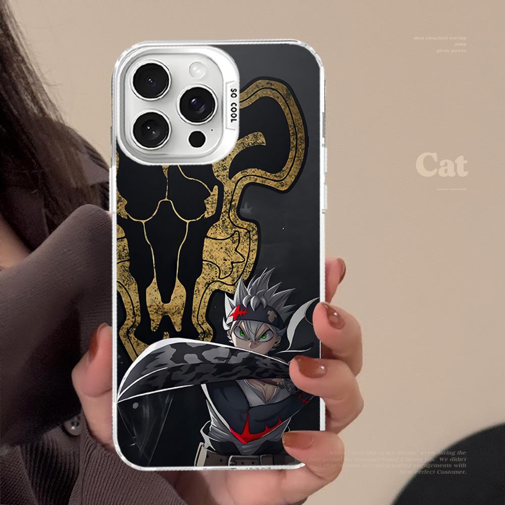 Чехол для телефона Черный клевер Для IPhone 16 15 14 13 12 11 Pro Max X XR XSMAX 8 7 Plus Матовый противоударный задний чехол