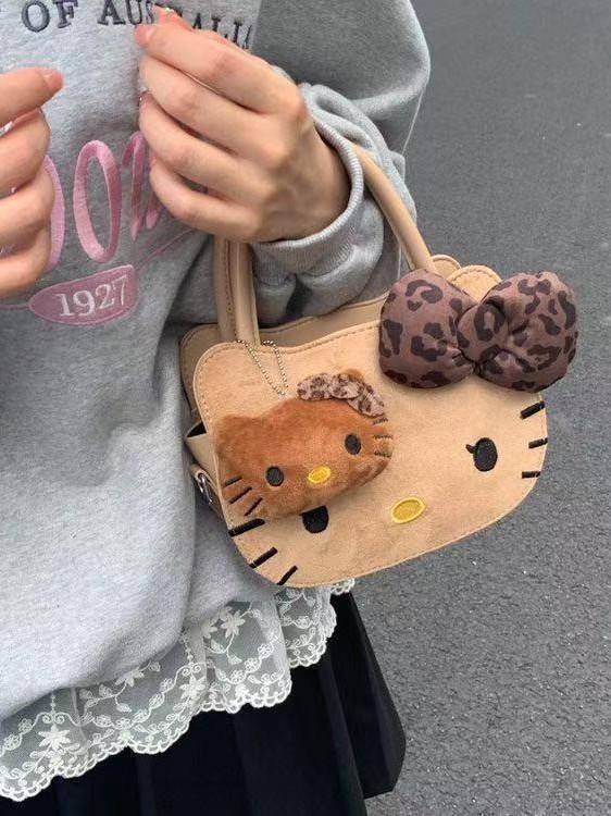 Мультяшная сумка через плечо Hello Kitty для девочек из ПУ-материала с вместительным отделением