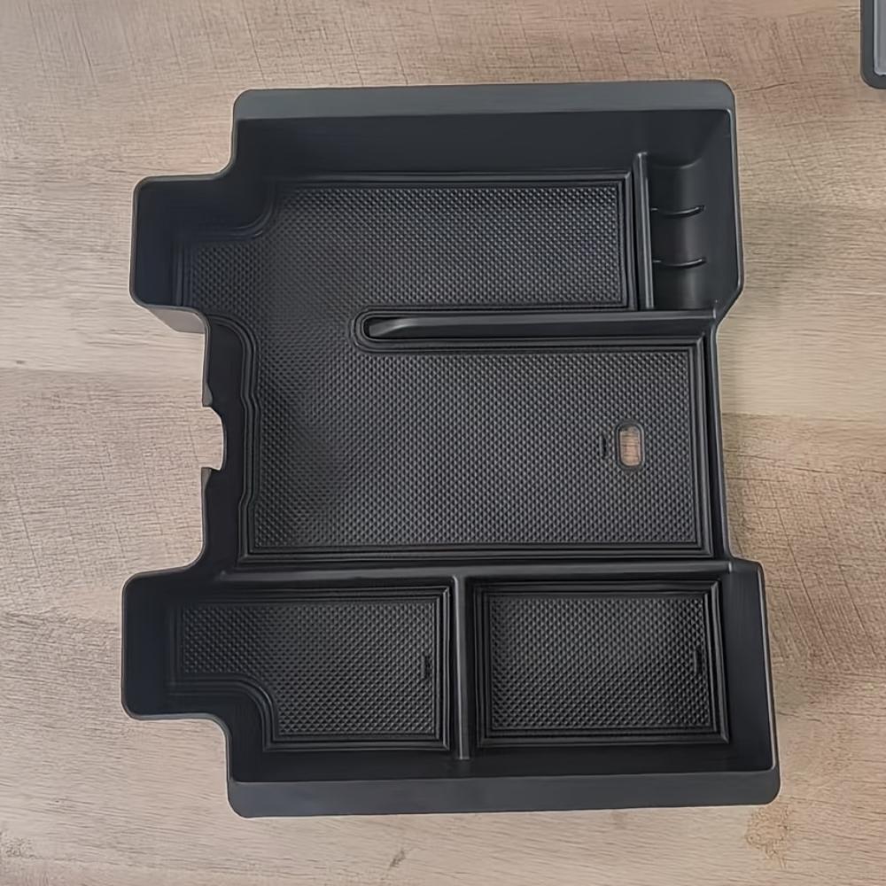 For GMC Sierra 2500HD 3500HD Silverado 1500 Center Console Armrest Organizer Tray Durable ABS Black Storage Box With Divider