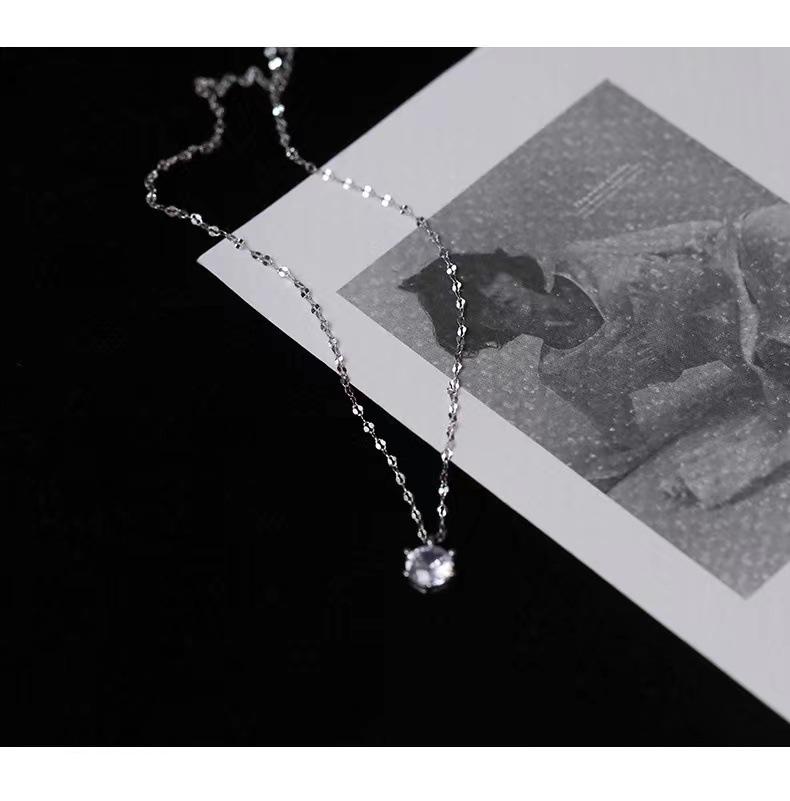 S925 Sterling Silver Necklace with Moissanite Six-Claw Pendant – Elegant, Versatile Light Luxury Clavicle Chain