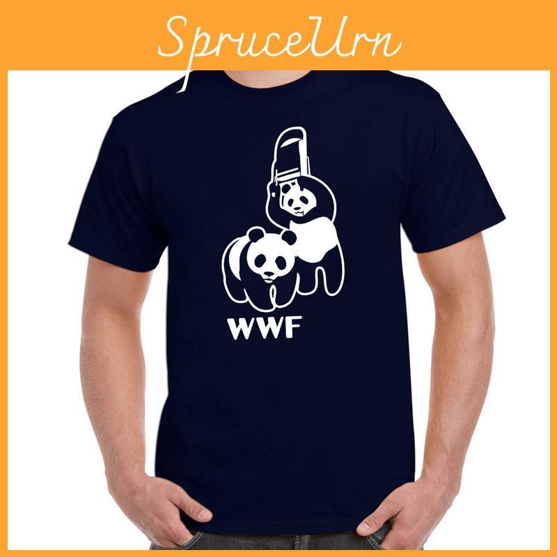 Мужская Мода Новая Футболка WWF Панда Смешной Юмор Круглый Вырез Короткий Рукав