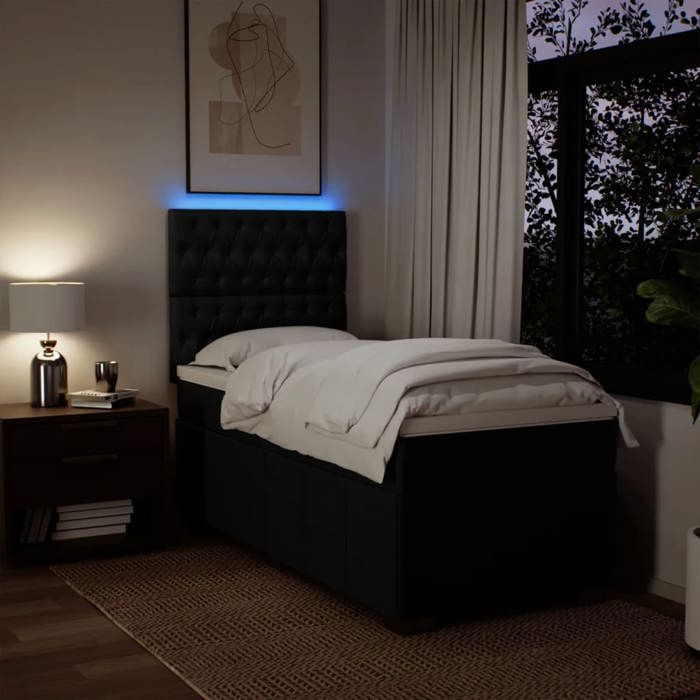 Maison Exclusive - Sommier à lattes de lit avec matelas Noir 90x190 cm Tissu