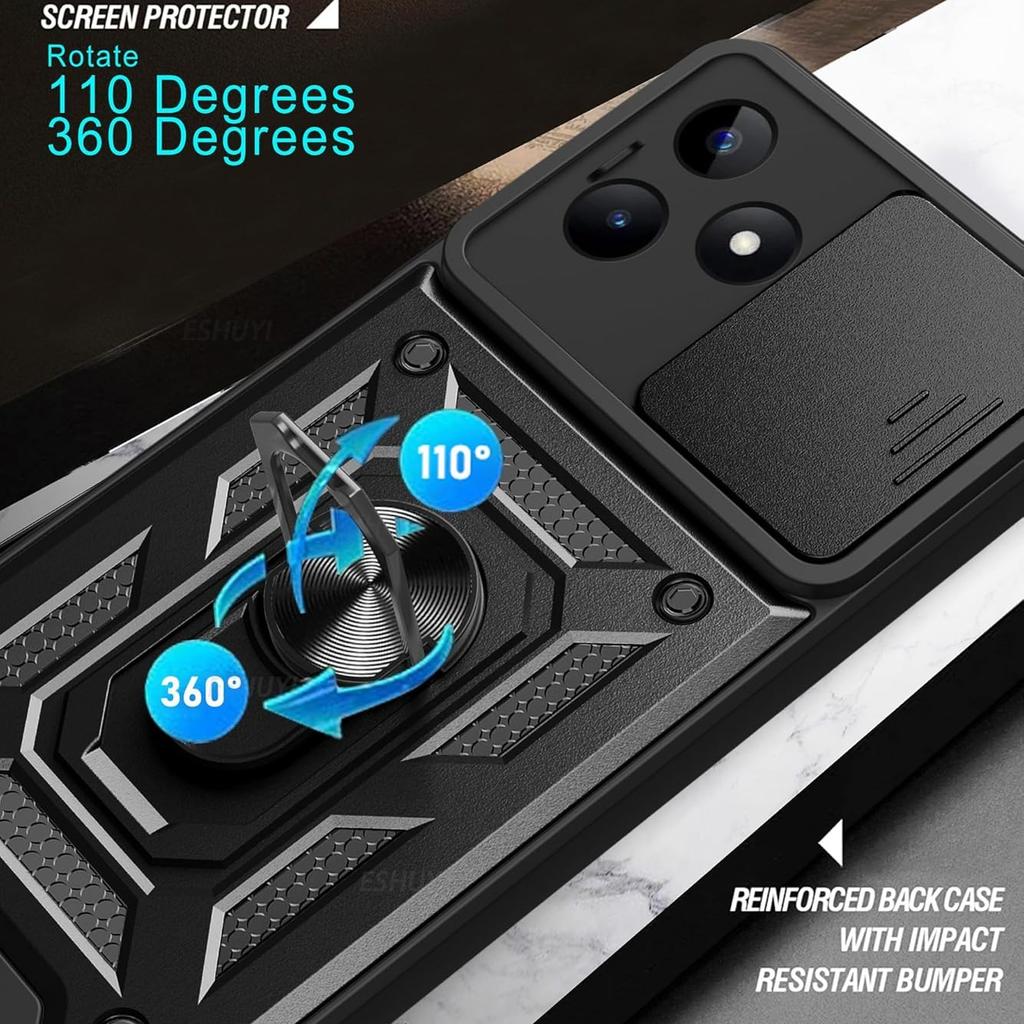 Военный бронированный чехол для Realme C61 C63 C65 C67 4G Note 50 C55 C53 C51 Чехол Защитное кольцо для защиты объектива Подставка Держатель Coque Fundas