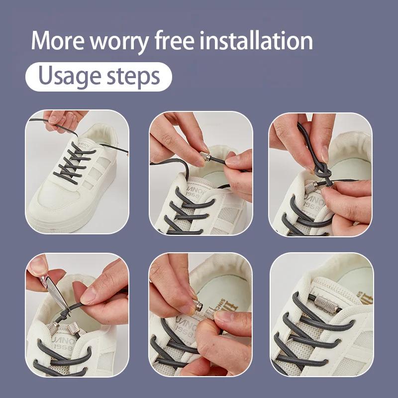 Круглые эластичные шнурки для кроссовок, шнурки без завязок, шнурки для теннисной обуви без завязок для детей и взрослых, резинки, аксессуары для обуви