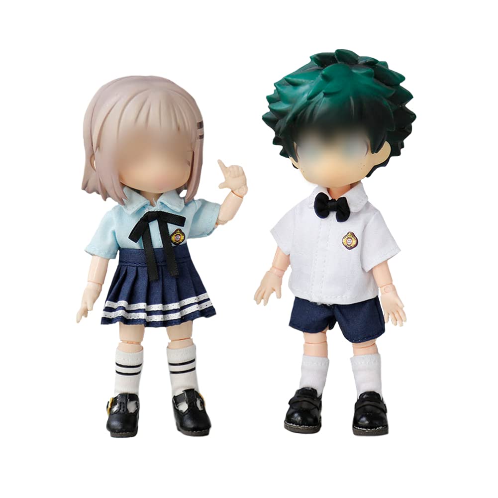 HIGHAWK Obitsu 11 OB11 Кукла Обитсу 11см Тело Короткий Рукав Униформа Набор Униформы для Куклы Костюм Тело Обитсу Юбка Галстук Носки Девочка (Самка, Голубой)