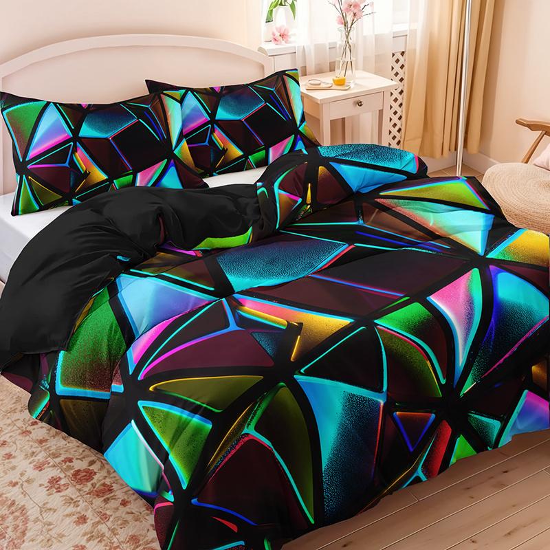 Colorful Geometric Abstract Pattern Duvet Cover Set All-Season Home High-Definition Print Cozy Bedding Stylish Duvet Bedding