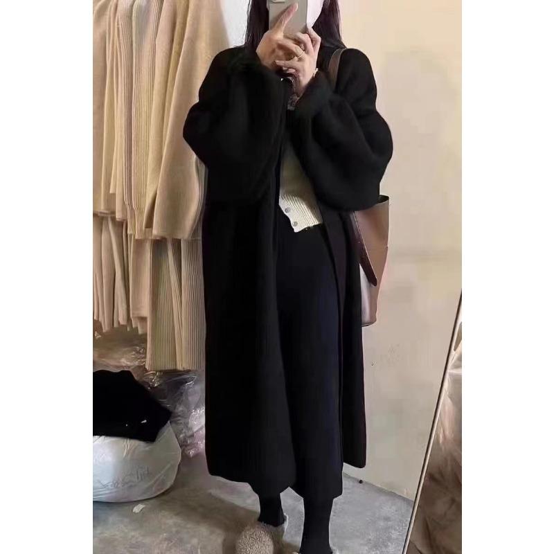 Женский кардиган-жакет свитер ретро ленивый ветер свободный средней длины пальто женский осенне-зимний новый толстый