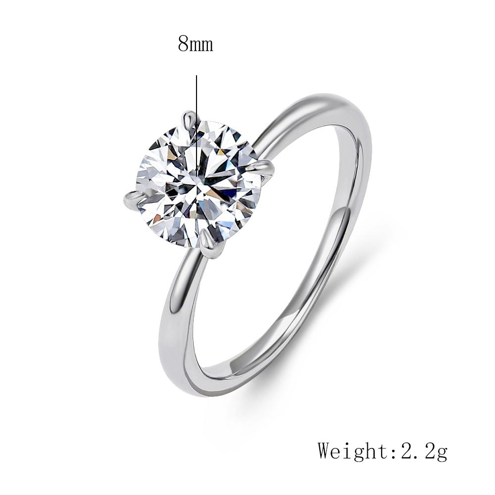 Peishang Jewelry Кольцо из стерлингового серебра 925 пробы, изогнутое, тонкое, гладкое, с четырьмя зубцами, с круглым муассанитом