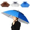 Double Layer Umbrella Hat Women Men Folding Sun Rain Cap with Adjustable Head Band for Fishing