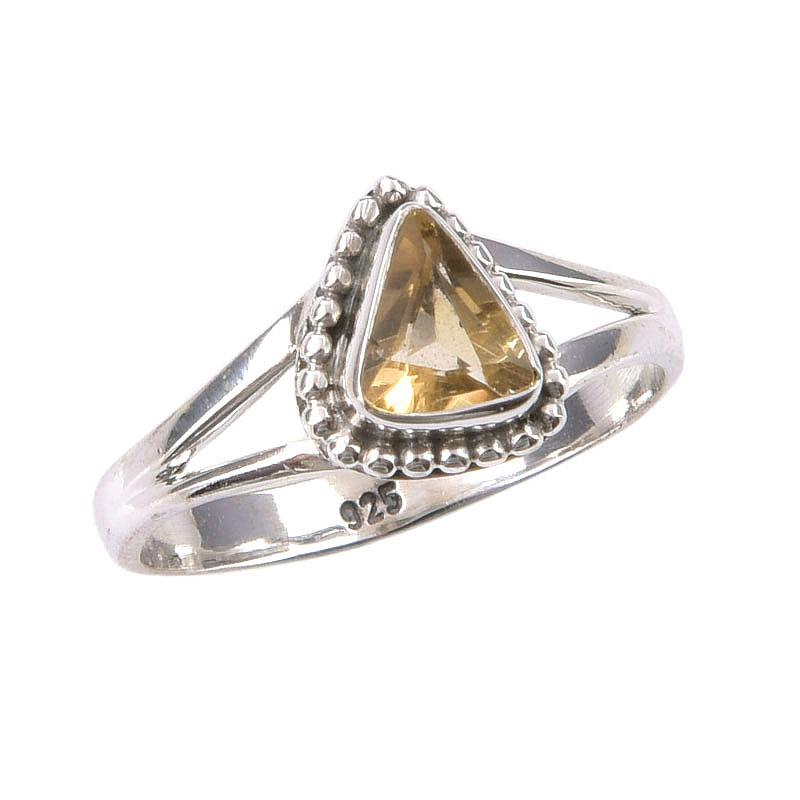 Natural Citrine Gemstone Handmade 925 Sterling Silver Jewelry Ring Size 6 j3Q15