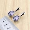 Oval Purple Stones Dangle Earrings Silver Color Jewelry Drop Earring For Women