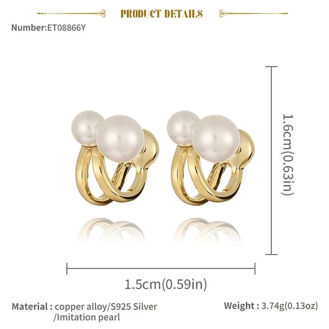 Элегантные ретро геометрические корейские модные позолоченные жемчужные серьги-гвоздики для женщин