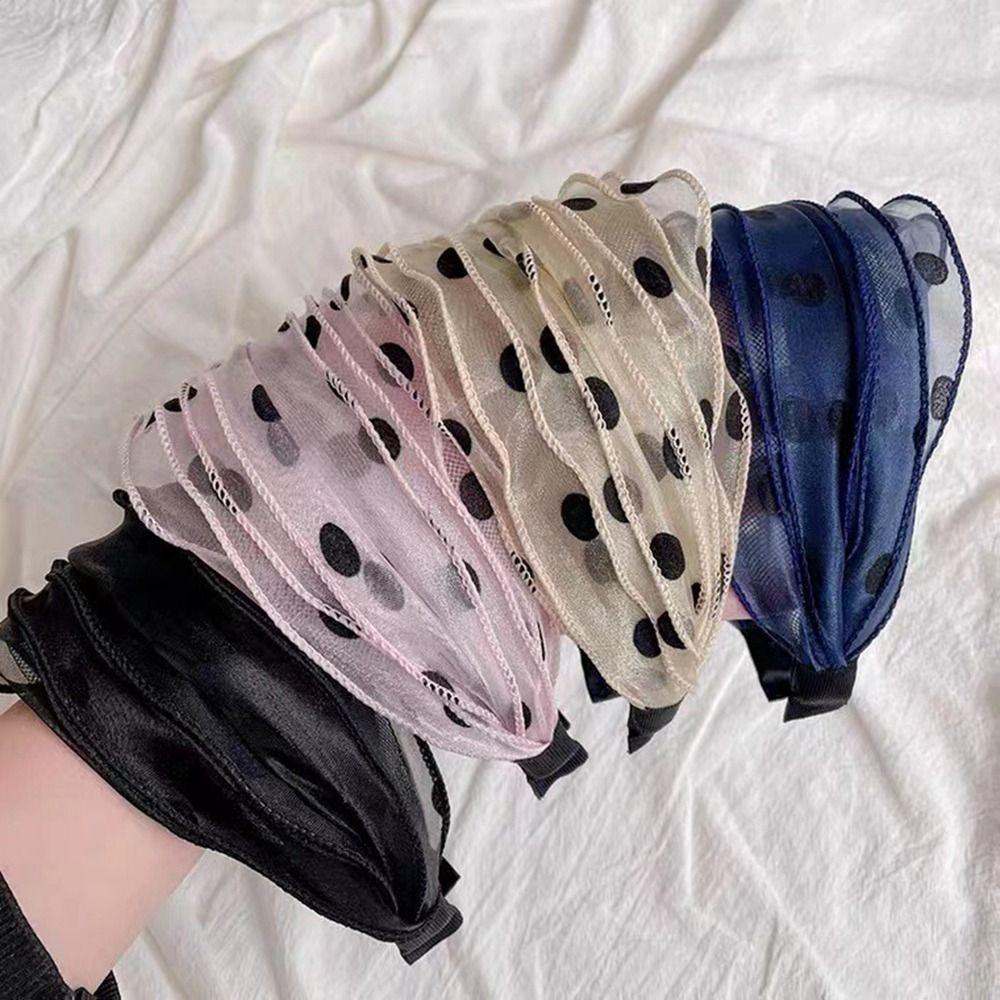 Wide Brimmed Non Slip Mother Hair Hoop Women Headband Korean Headwear Mesh Hairbands Wide Hair Band