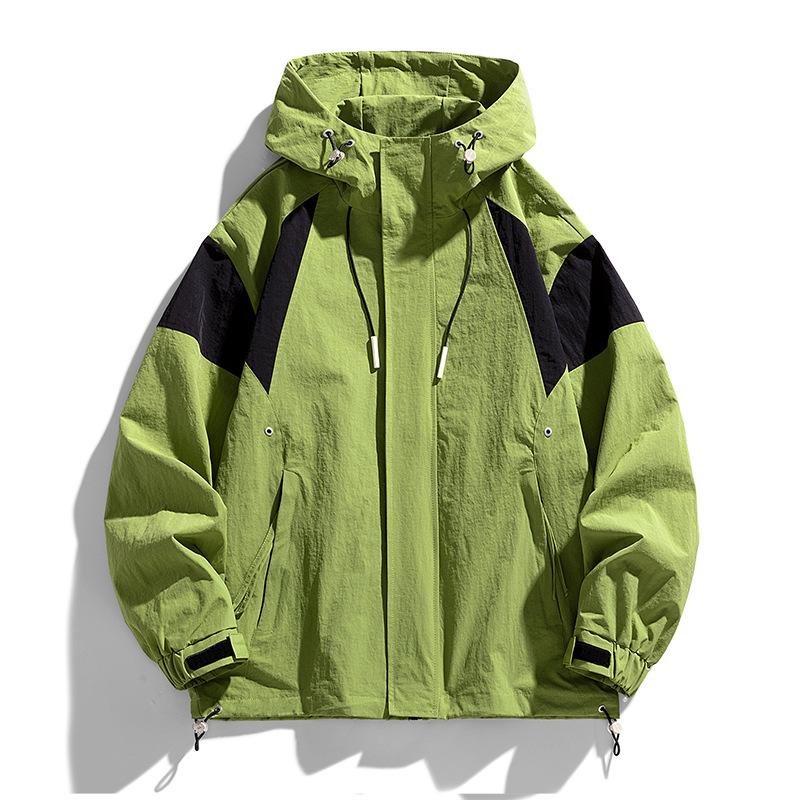 Рабочая куртка мужская осенняя свободная с капюшоном модная верхняя часть для толстых мужчин большого размера куртка с цветными блоками универсальная