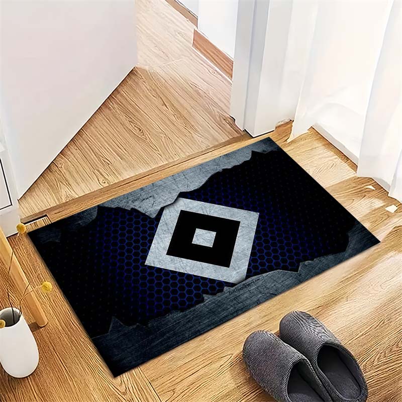 Hamburger SV Club Logo Hexagon Area Rug, Non Slip Blue Floor Mat for Living Room Bedroom German Soccer Fan Decor