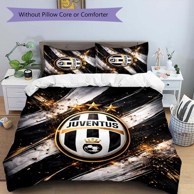 3pcs Juventus Design Cover Set - HD Printed Bedding with 1 Cover and 2 Pillowcases - Perfect for Home and Dorm Decor