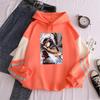 Harajuku Anime Attack On Titan Hoodies Cartoon Character Eren Printed Color Matching Sweatshirts Women Fashion Oversized Hoodies